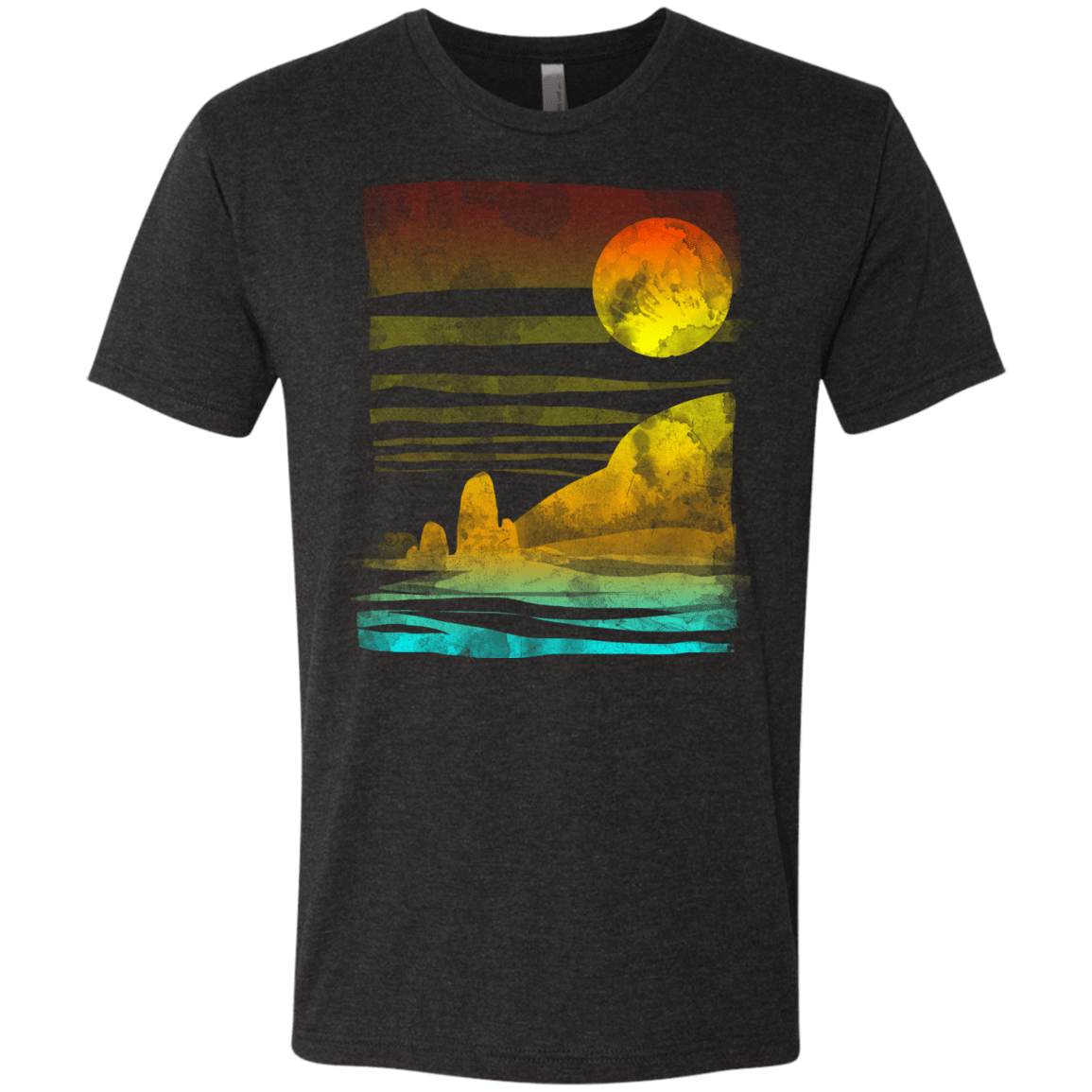 T-Shirts Vintage Black / S Landscape Painted With Tea Men's Triblend T-Shirt