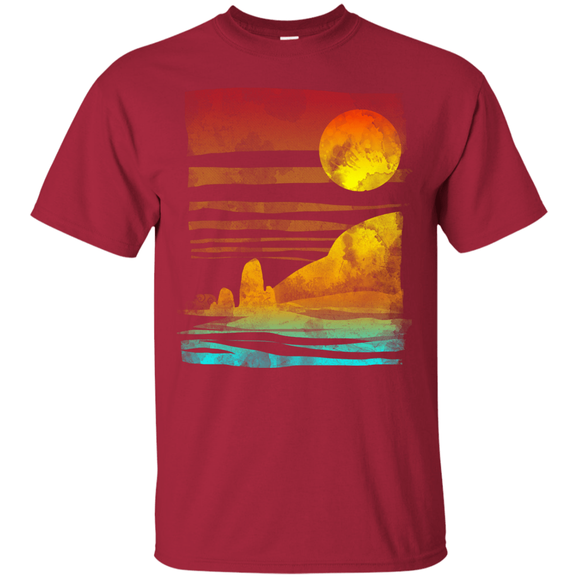 T-Shirts Cardinal / S Landscape Painted With Tea T-Shirt