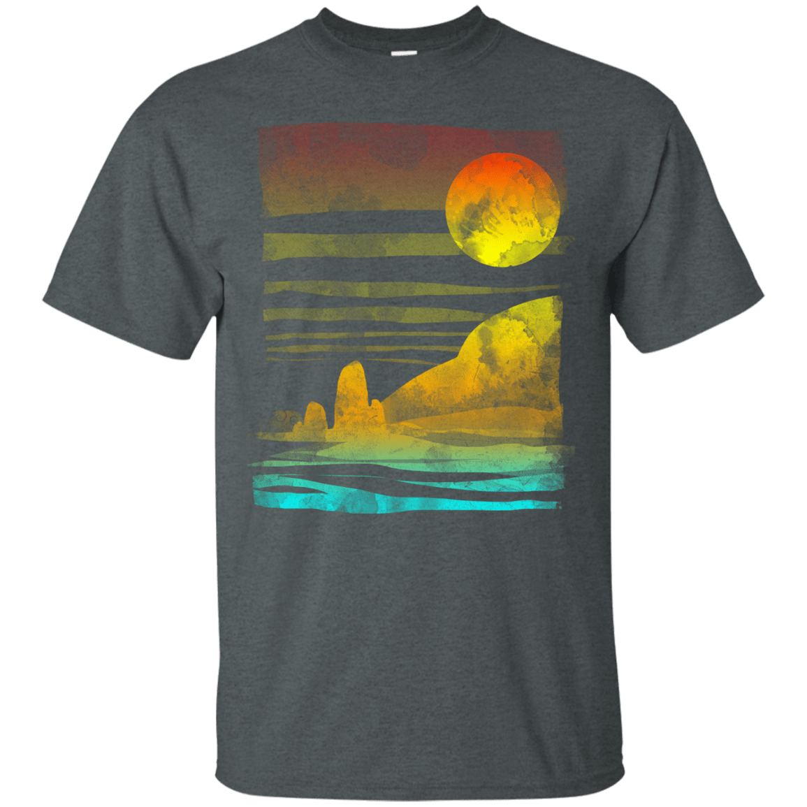 T-Shirts Dark Heather / S Landscape Painted With Tea T-Shirt