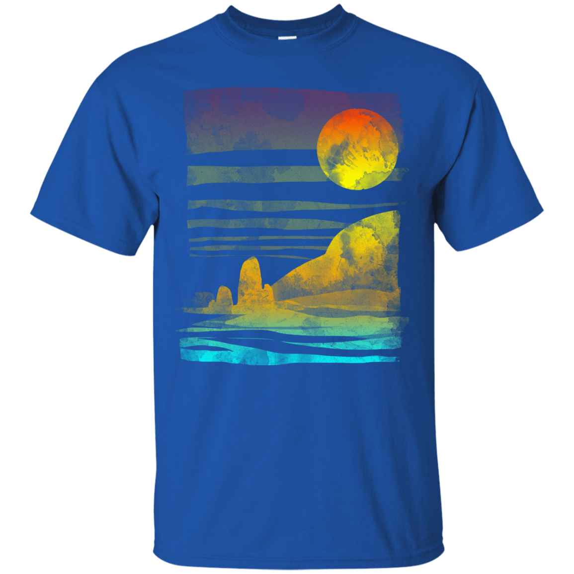 T-Shirts Royal / S Landscape Painted With Tea T-Shirt