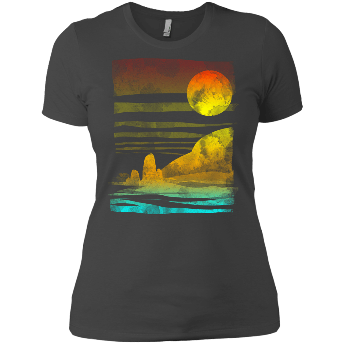 T-Shirts Heavy Metal / X-Small Landscape Painted With Tea Women's Premium T-Shirt