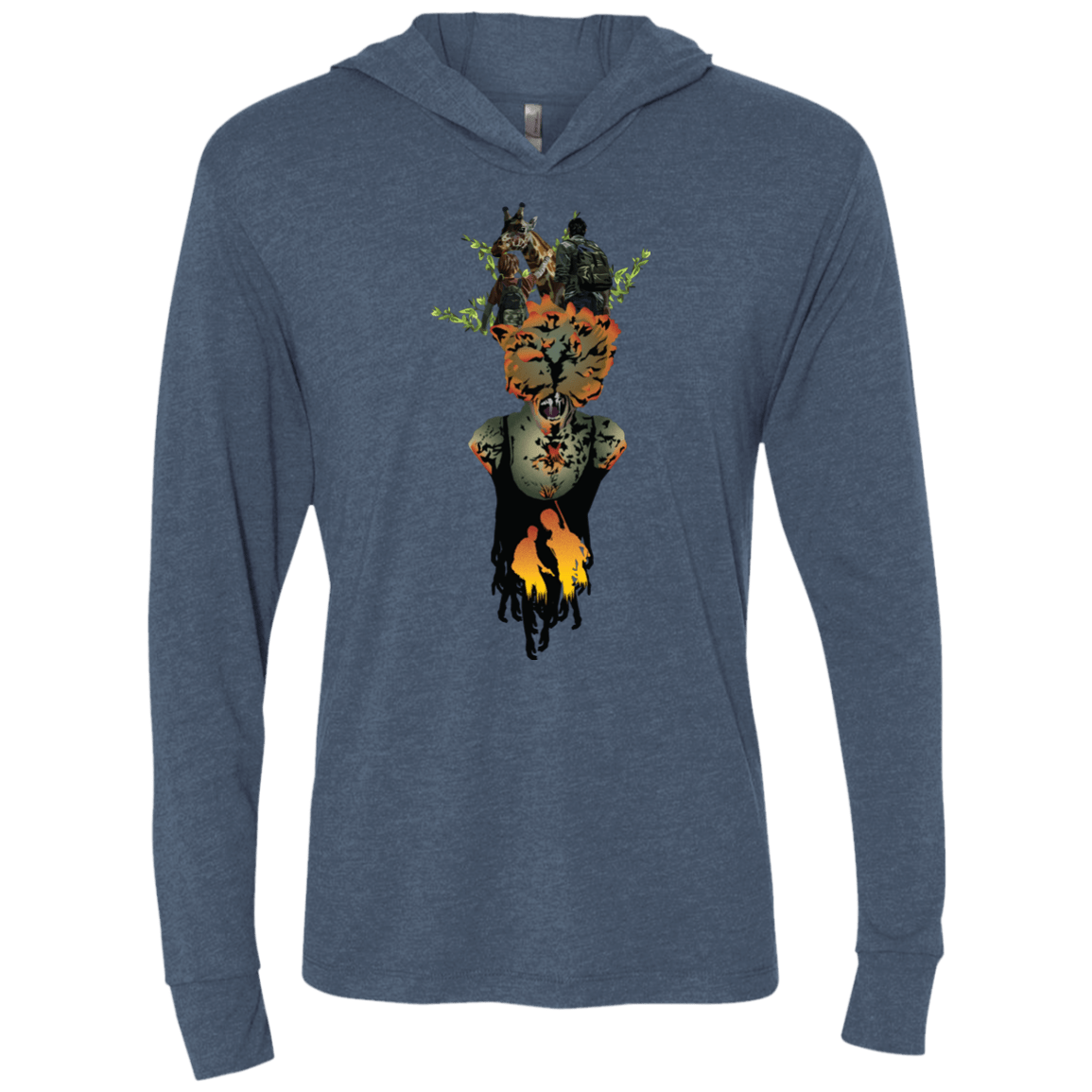 T-Shirts Indigo / X-Small Last of Us Triblend Long Sleeve Hoodie Tee