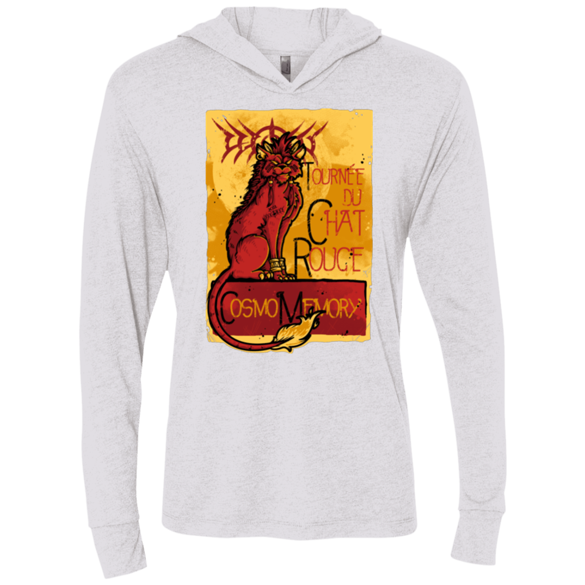 T-Shirts Heather White / X-Small LE CHAT ROUGE Triblend Long Sleeve Hoodie Tee
