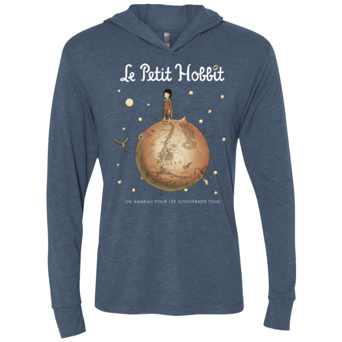 T-Shirts Indigo / X-Small Le Petit Hobbit Triblend Long Sleeve Hoodie Tee