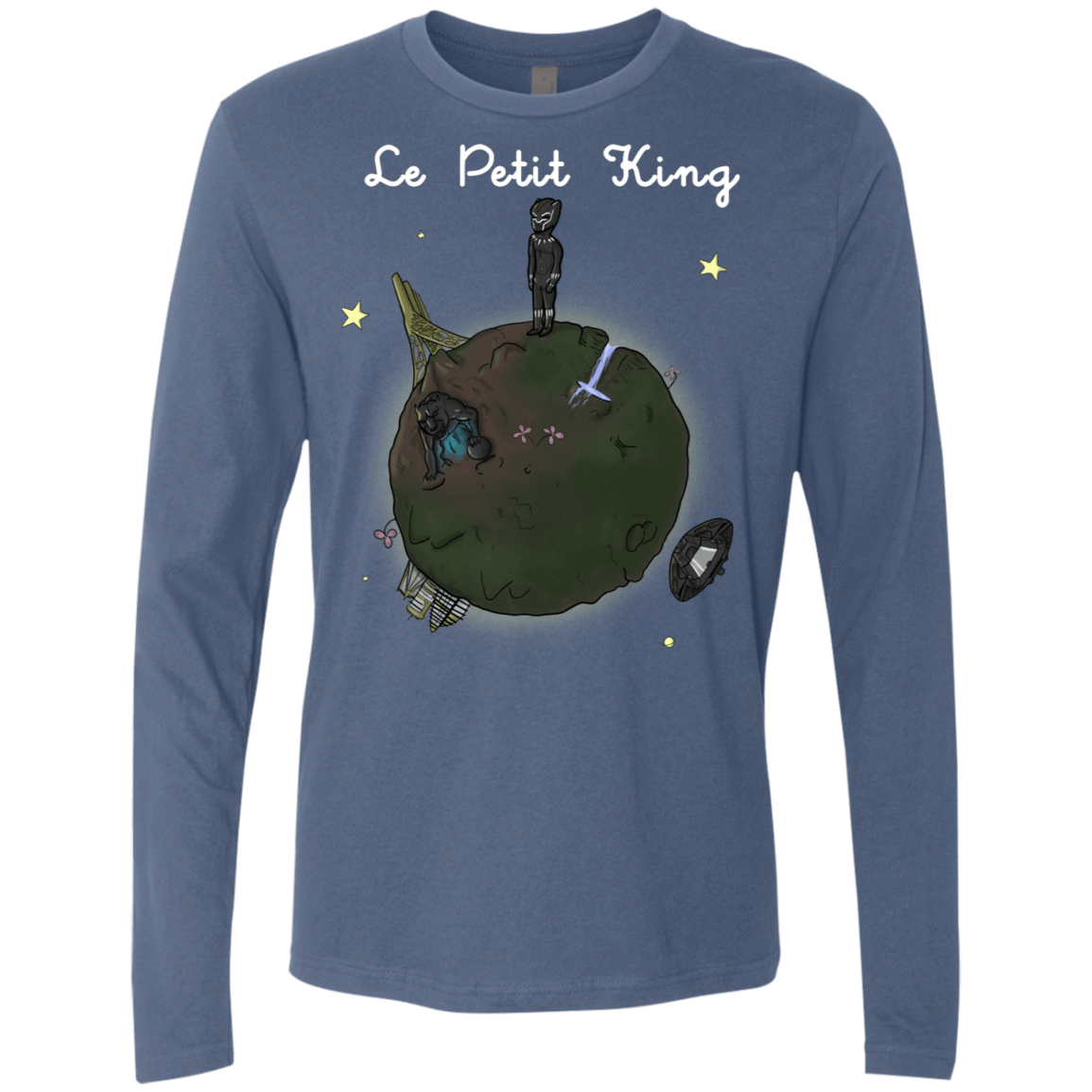 T-Shirts Indigo / S Le Petit Prince Of Wakanda Men's Premium Long Sleeve