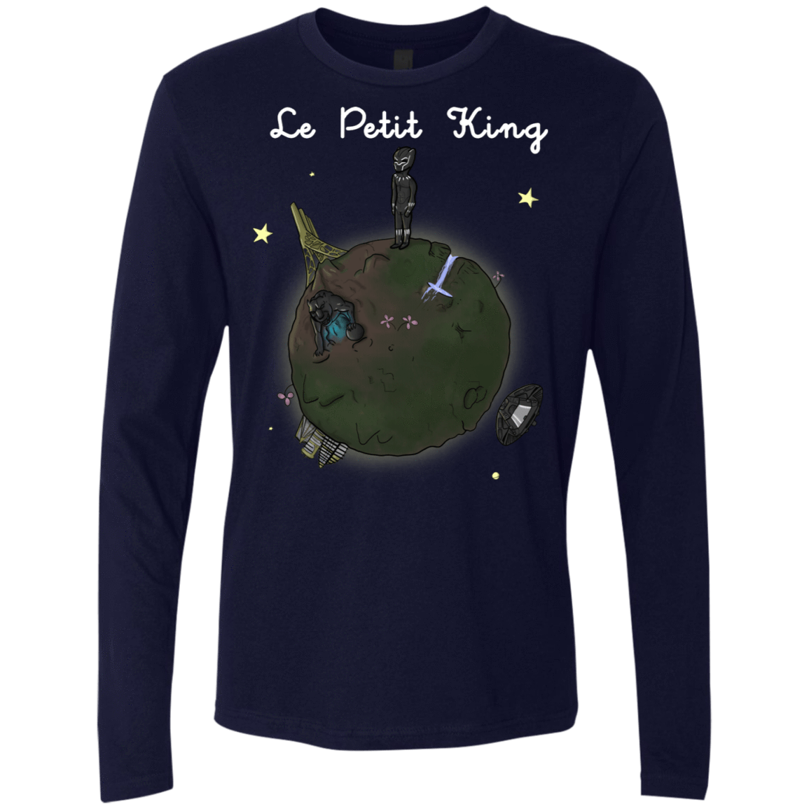 T-Shirts Midnight Navy / S Le Petit Prince Of Wakanda Men's Premium Long Sleeve