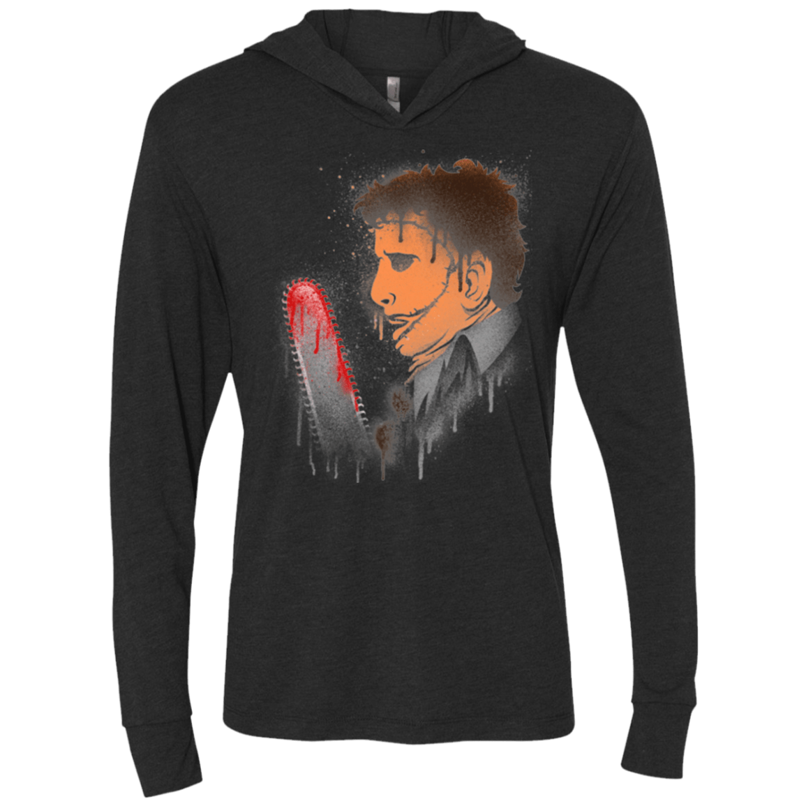 T-Shirts Vintage Black / X-Small Leatherface Triblend Long Sleeve Hoodie Tee