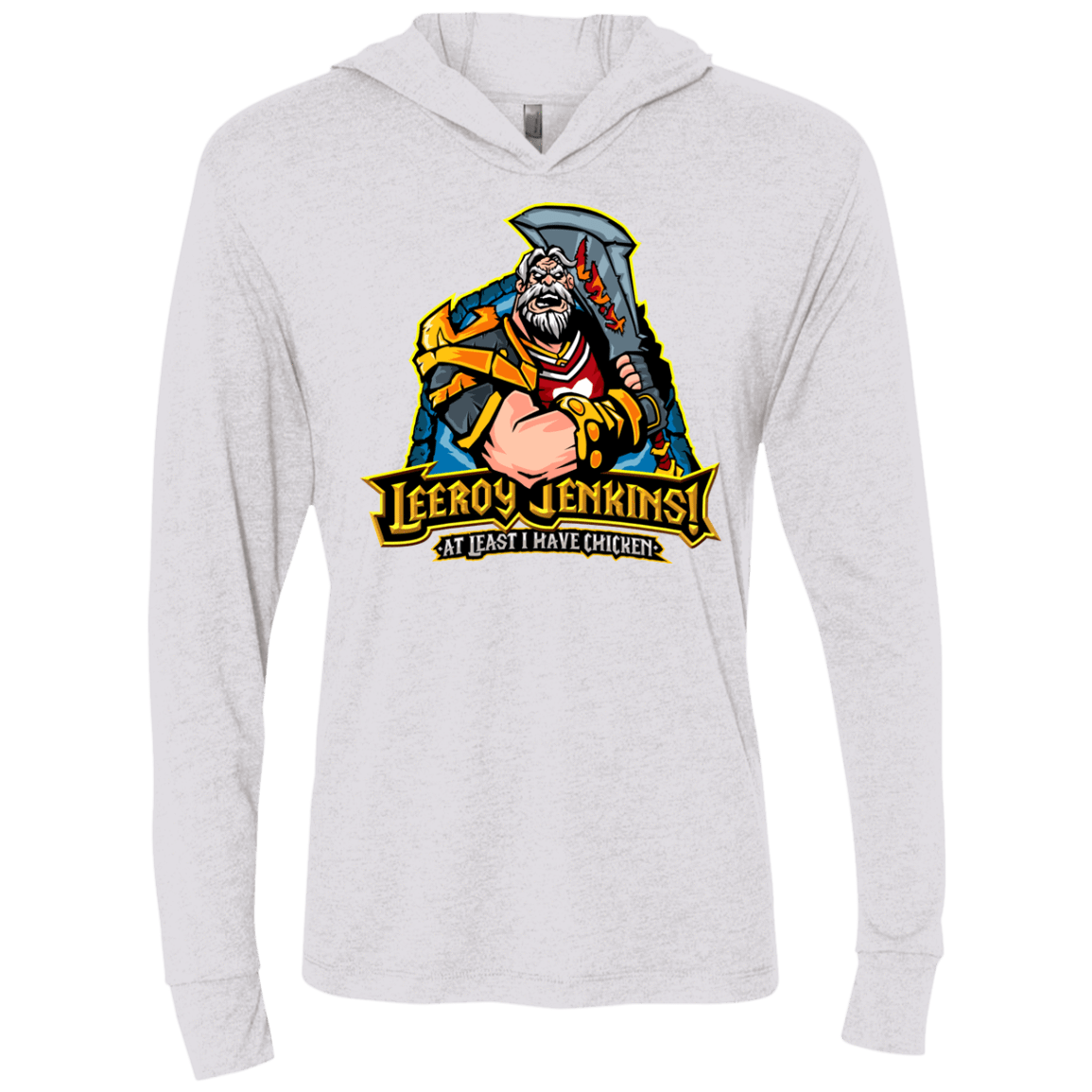 T-Shirts Heather White / X-Small Leeroy Jenkins Triblend Long Sleeve Hoodie Tee