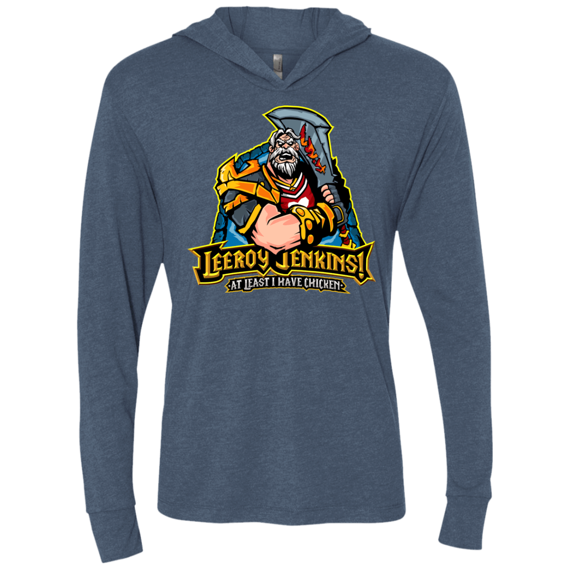 T-Shirts Indigo / X-Small Leeroy Jenkins Triblend Long Sleeve Hoodie Tee