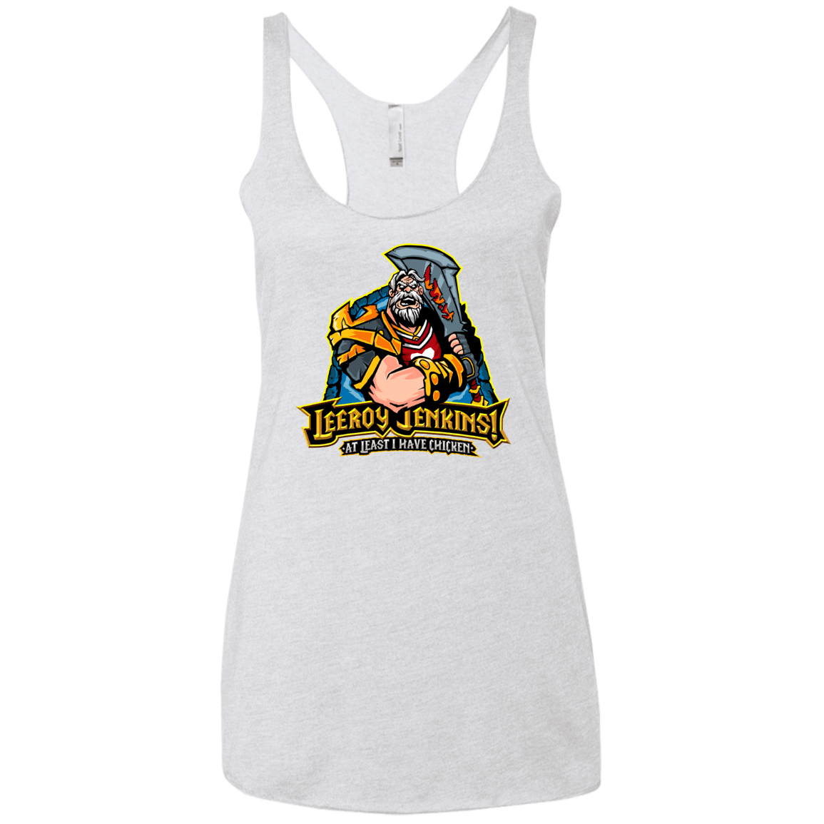 T-Shirts Heather White / X-Small Leeroy Jenkins Women's Triblend Racerback Tank