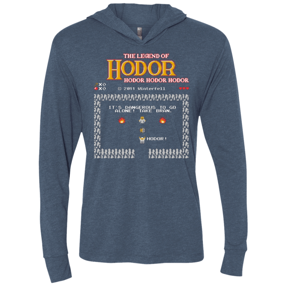 T-Shirts Indigo / X-Small Legend of Hodor Triblend Long Sleeve Hoodie Tee