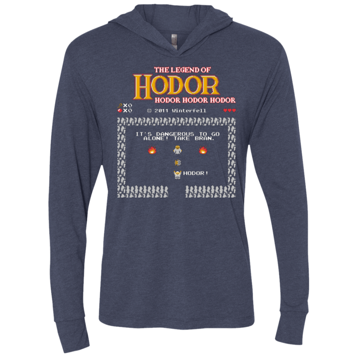T-Shirts Vintage Navy / X-Small Legend of Hodor Triblend Long Sleeve Hoodie Tee