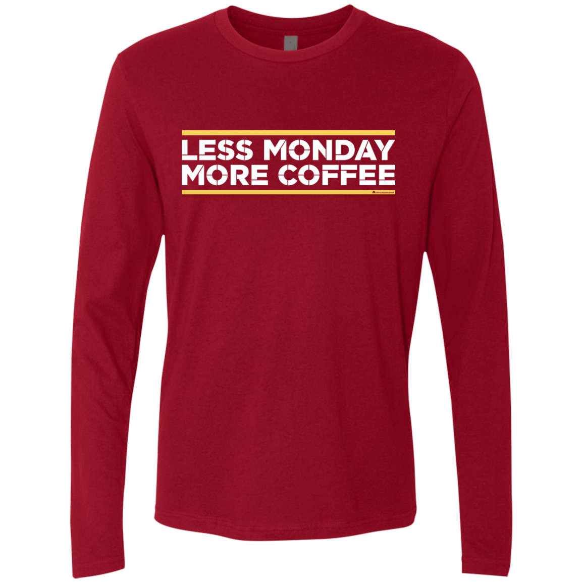 T-Shirts Cardinal / Small Less Monday More Coffee Men's Premium Long Sleeve