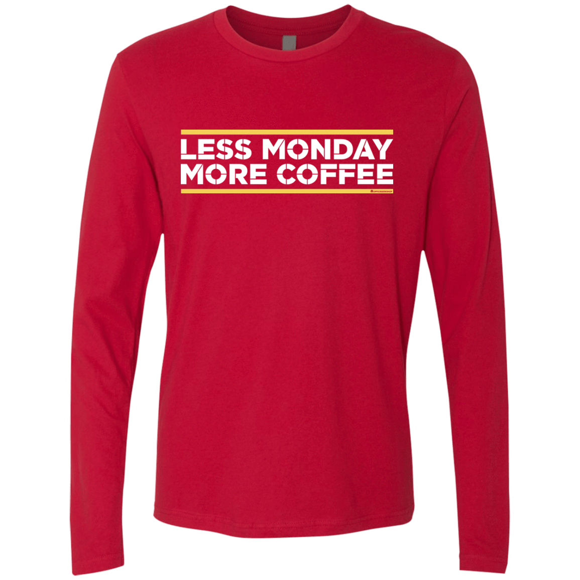 T-Shirts Red / Small Less Monday More Coffee Men's Premium Long Sleeve