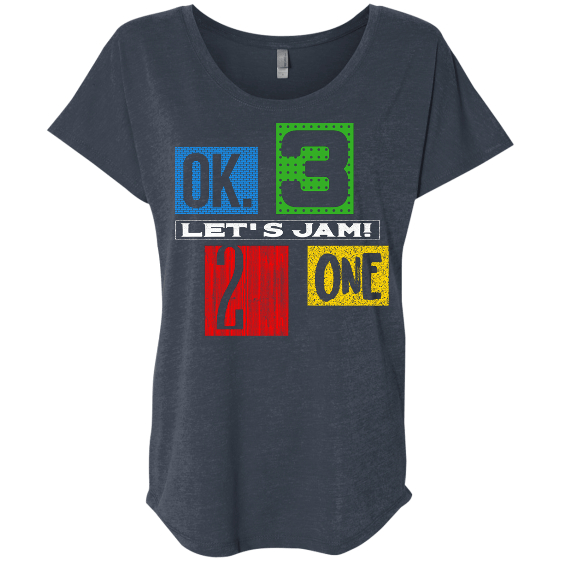 T-Shirts Vintage Navy / X-Small Let's Jam Triblend Dolman Sleeve