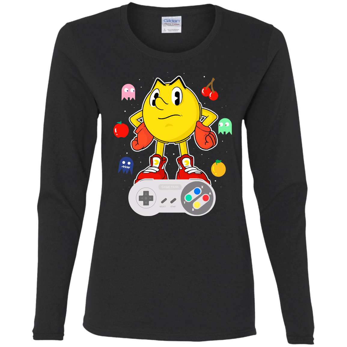 T-Shirts Black / S Lever Pac-Man Women's Long Sleeve T-Shirt