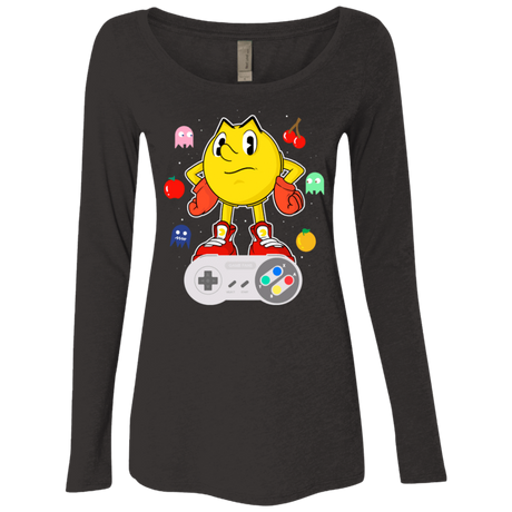 T-Shirts Vintage Black / S Lever Pac-Man Women's Triblend Long Sleeve Shirt