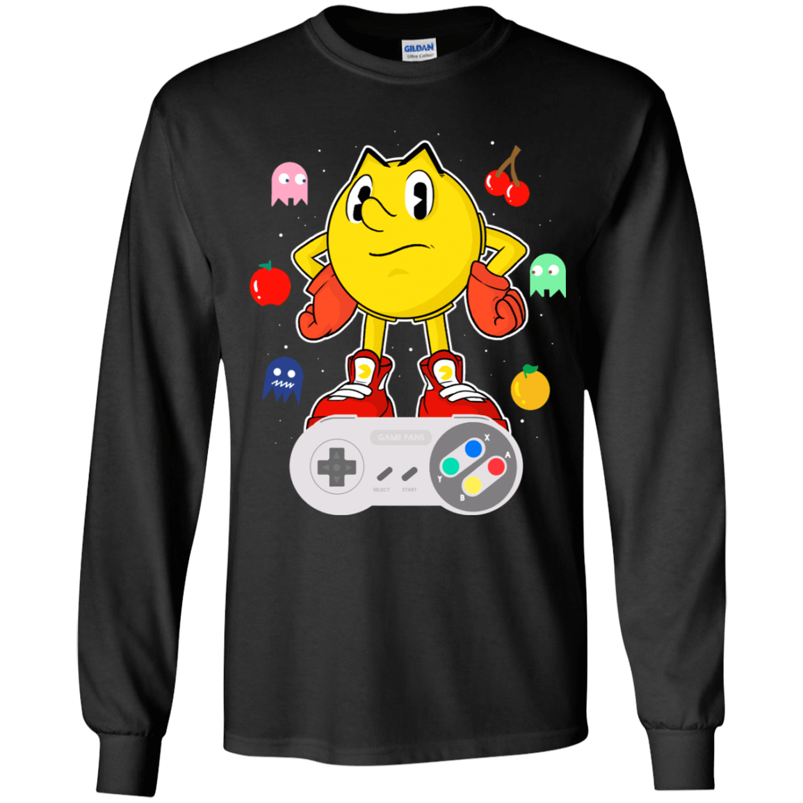T-Shirts Black / YS Lever Pac-Man Youth Long Sleeve T-Shirt