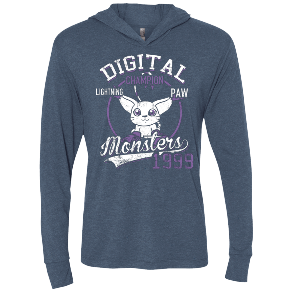 T-Shirts Indigo / X-Small Lightning Paw Triblend Long Sleeve Hoodie Tee