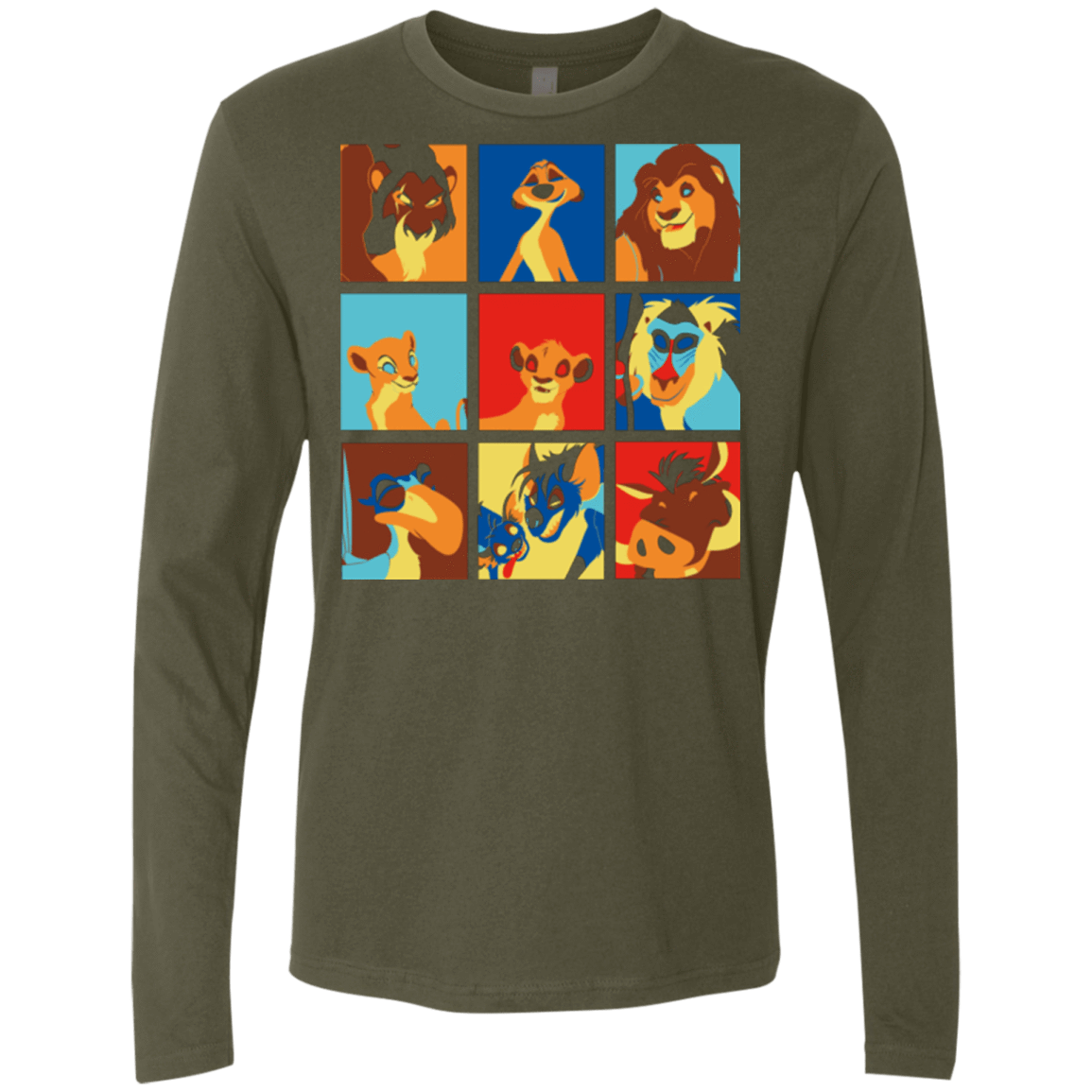 T-Shirts Military Green / Small Lion Pop Men's Premium Long Sleeve