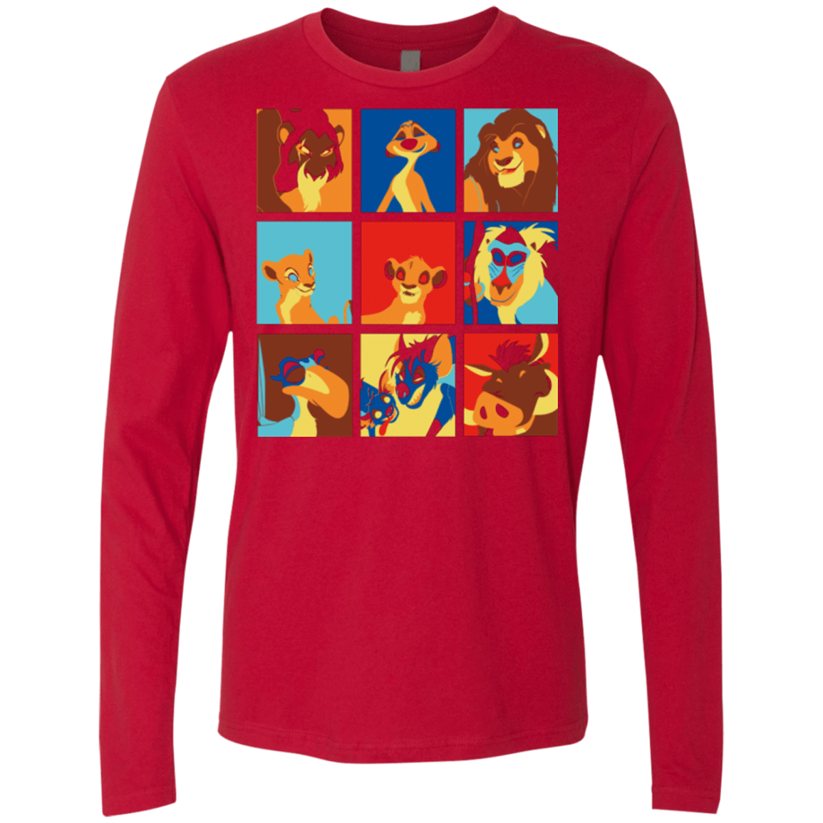 T-Shirts Red / Small Lion Pop Men's Premium Long Sleeve