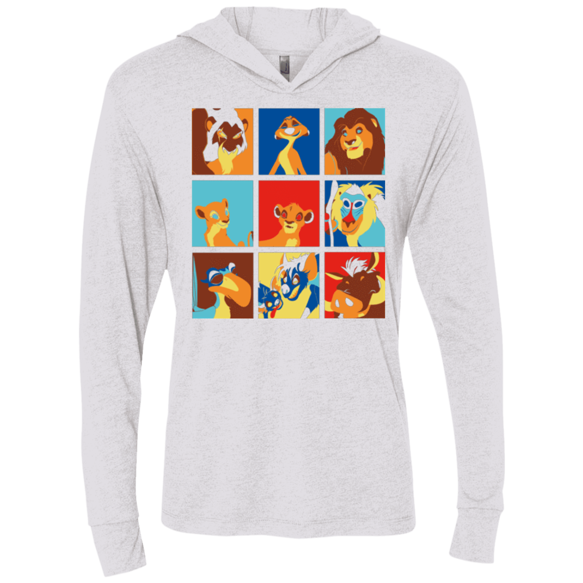 T-Shirts Heather White / X-Small Lion Pop Triblend Long Sleeve Hoodie Tee