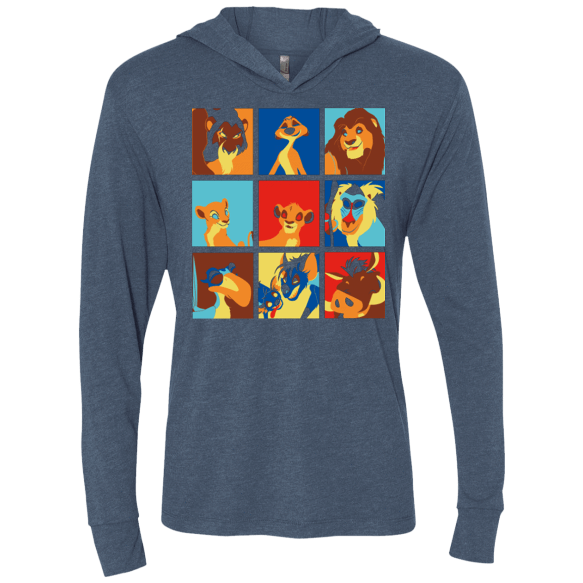 T-Shirts Indigo / X-Small Lion Pop Triblend Long Sleeve Hoodie Tee