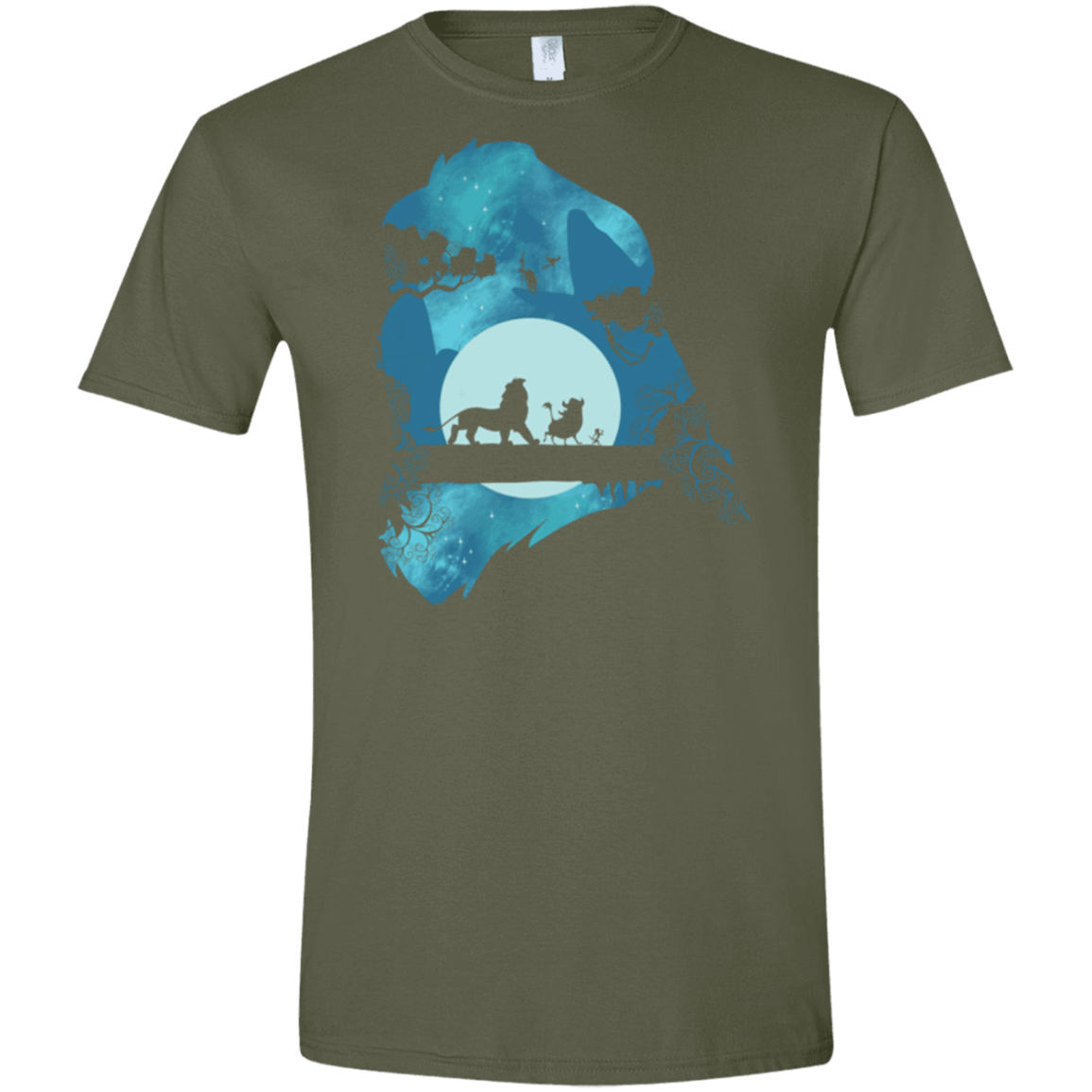 T-Shirts Military Green / S Lion Portrait Men's Semi-Fitted Softstyle