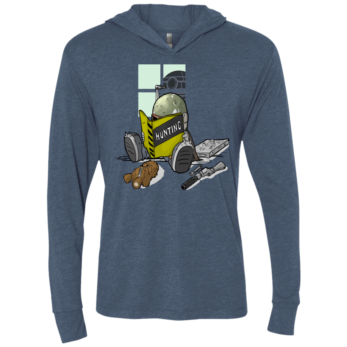 T-Shirts Indigo / X-Small Little Boba Triblend Long Sleeve Hoodie Tee