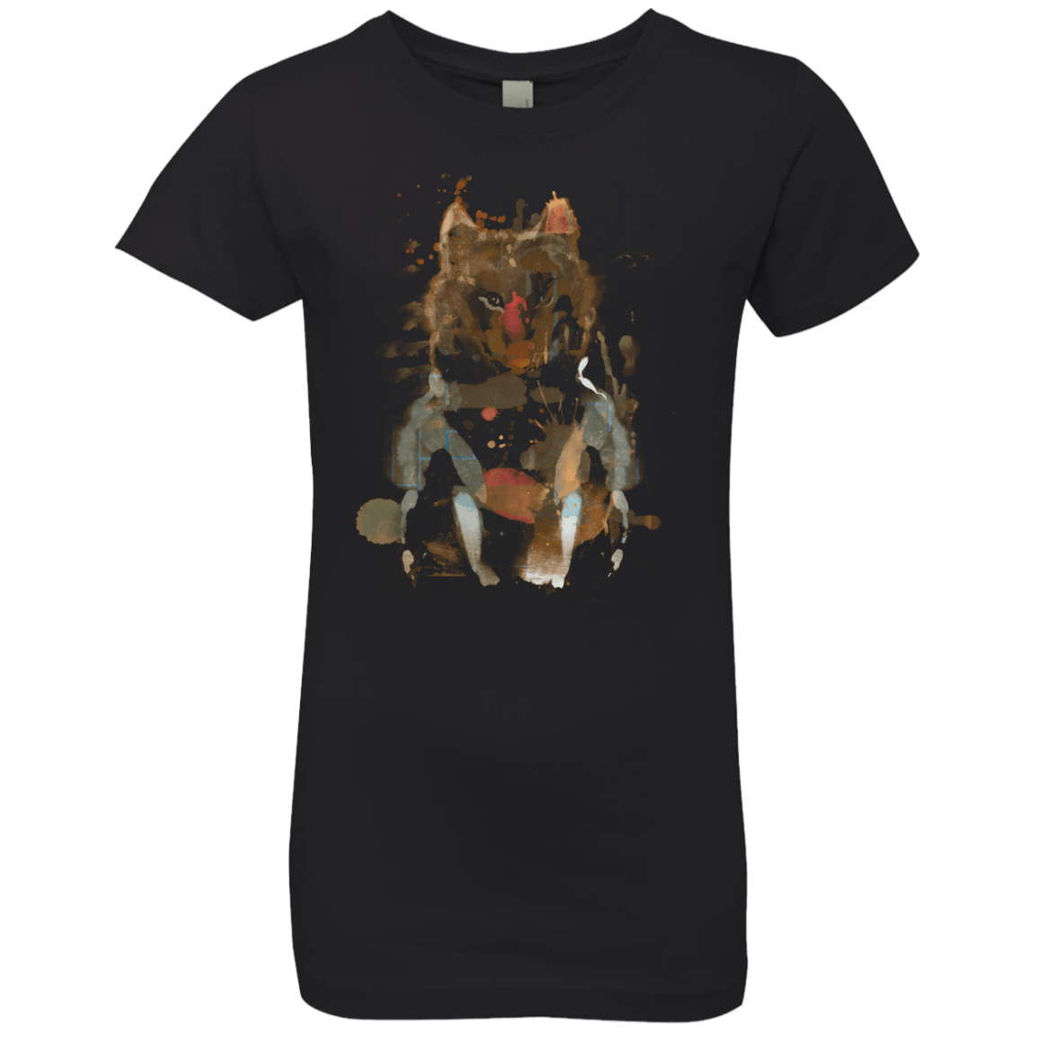T-Shirts Black / YXS Little Foxy Watercolor Girls Premium T-Shirt