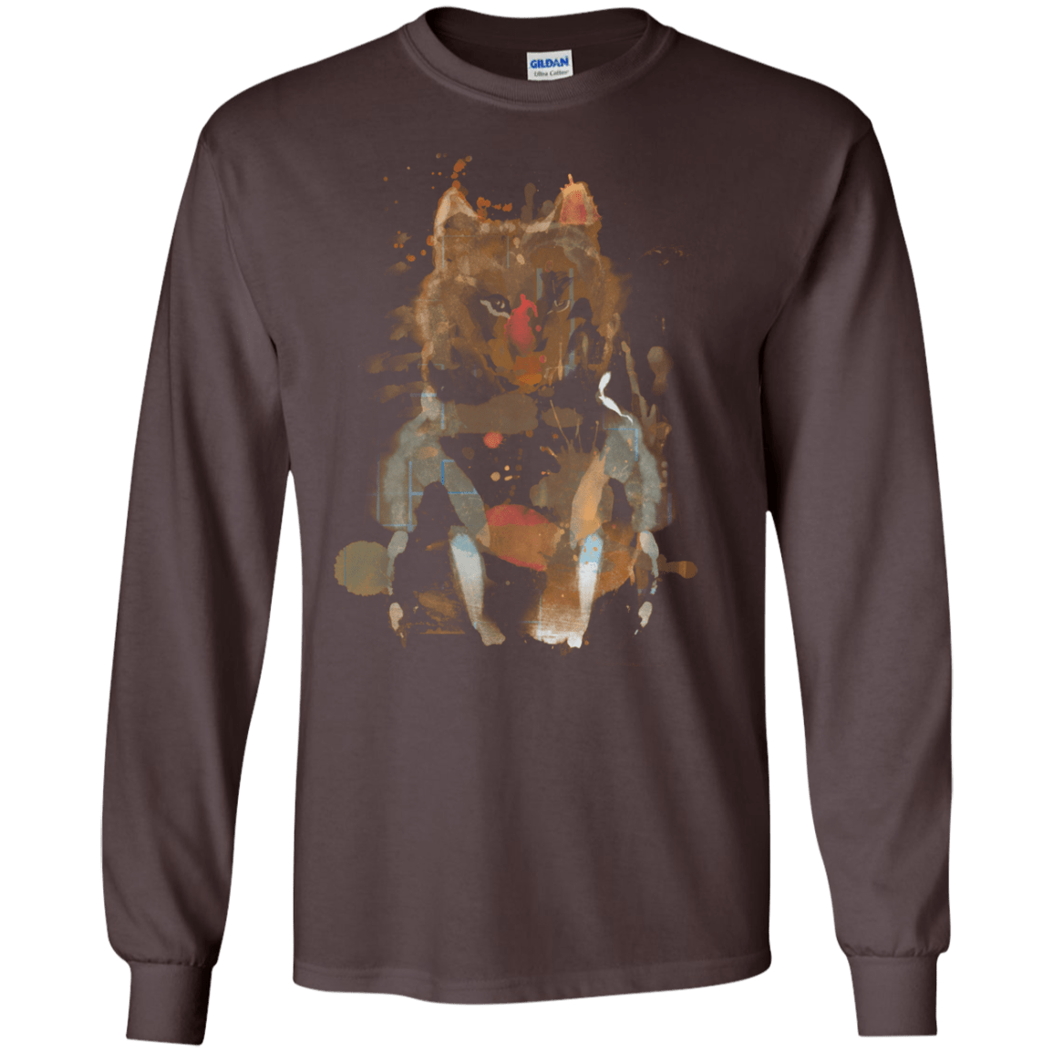 T-Shirts Dark Chocolate / S Little Foxy Watercolor Men's Long Sleeve T-Shirt
