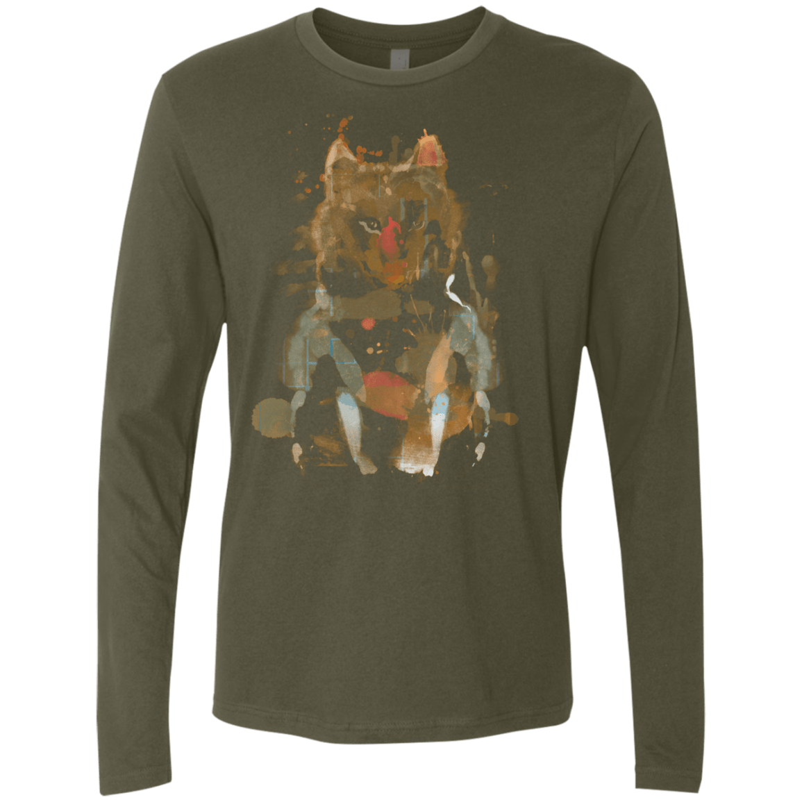 T-Shirts Military Green / S Little Foxy Watercolor Men's Premium Long Sleeve
