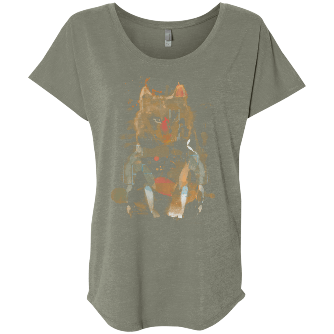 T-Shirts Venetian Grey / X-Small Little Foxy Watercolor Triblend Dolman Sleeve