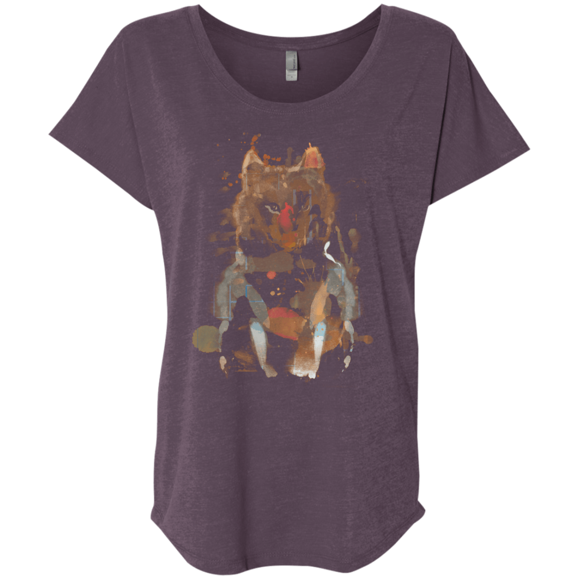 T-Shirts Vintage Purple / X-Small Little Foxy Watercolor Triblend Dolman Sleeve