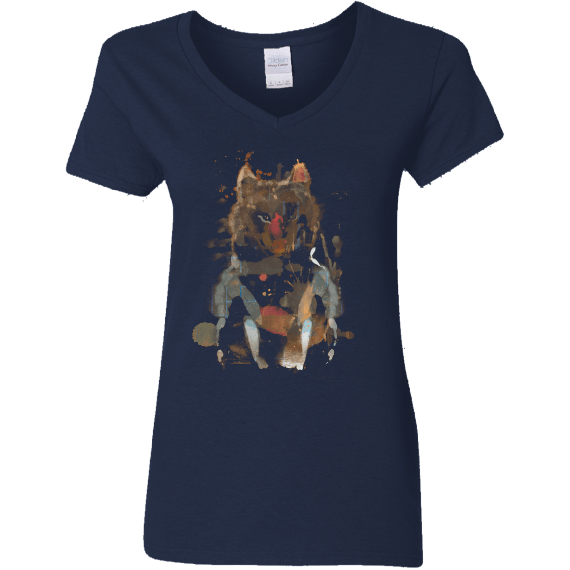 T-Shirts Navy / S Little Foxy Watercolor Women's V-Neck T-Shirt