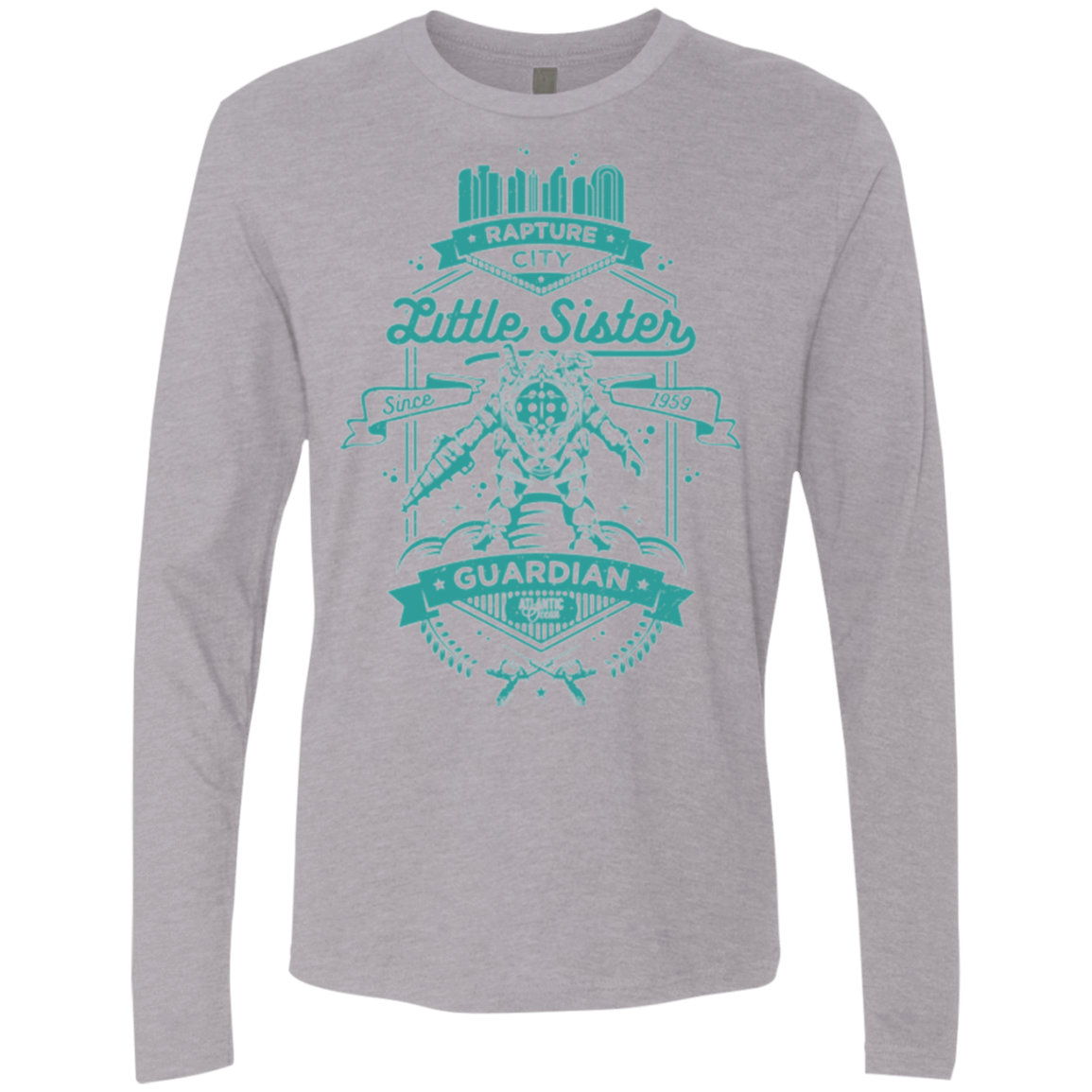 T-Shirts Heather Grey / Small Little Sister Protector Men's Premium Long Sleeve