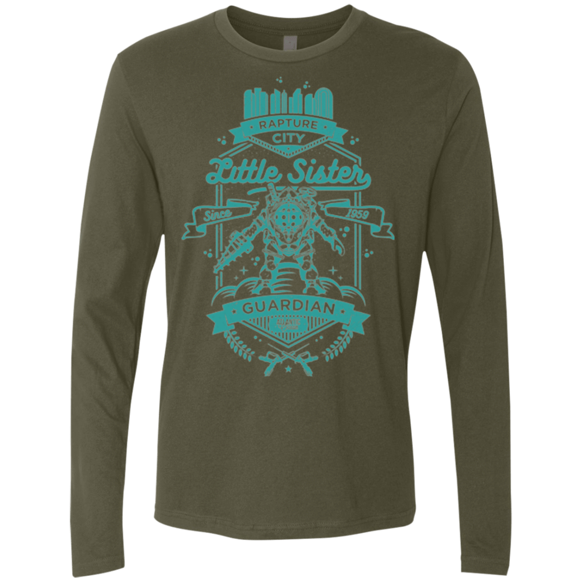 T-Shirts Military Green / Small Little Sister Protector Men's Premium Long Sleeve