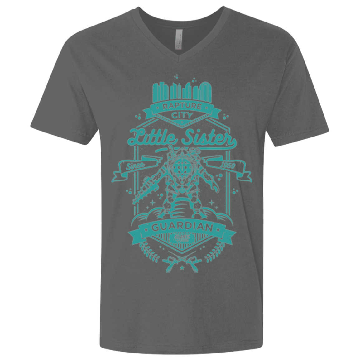 T-Shirts Heavy Metal / X-Small Little Sister Protector Men's Premium V-Neck