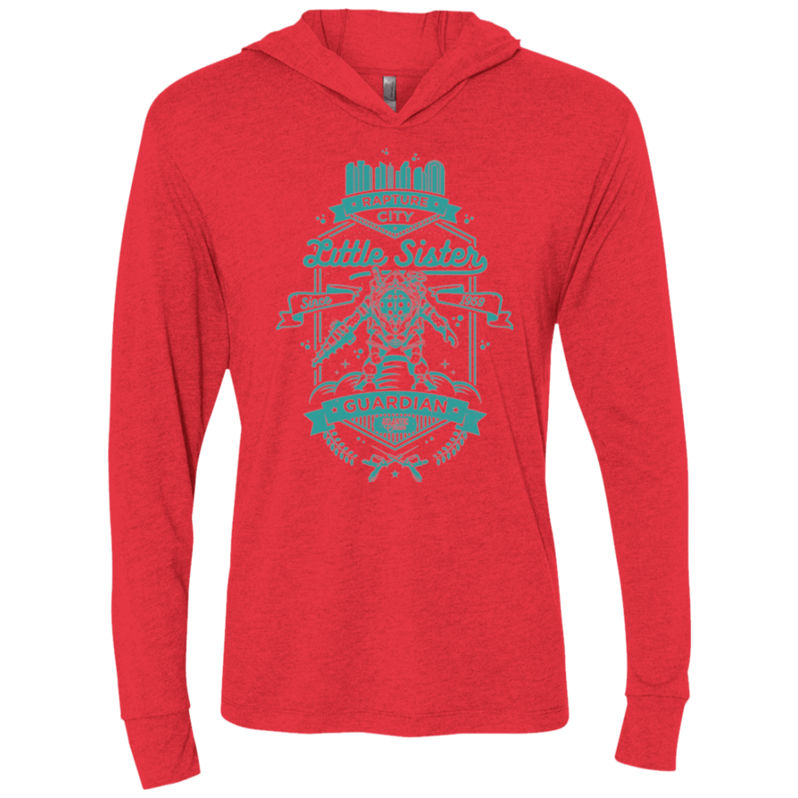 T-Shirts Vintage Red / X-Small Little Sister Protector Triblend Long Sleeve Hoodie Tee