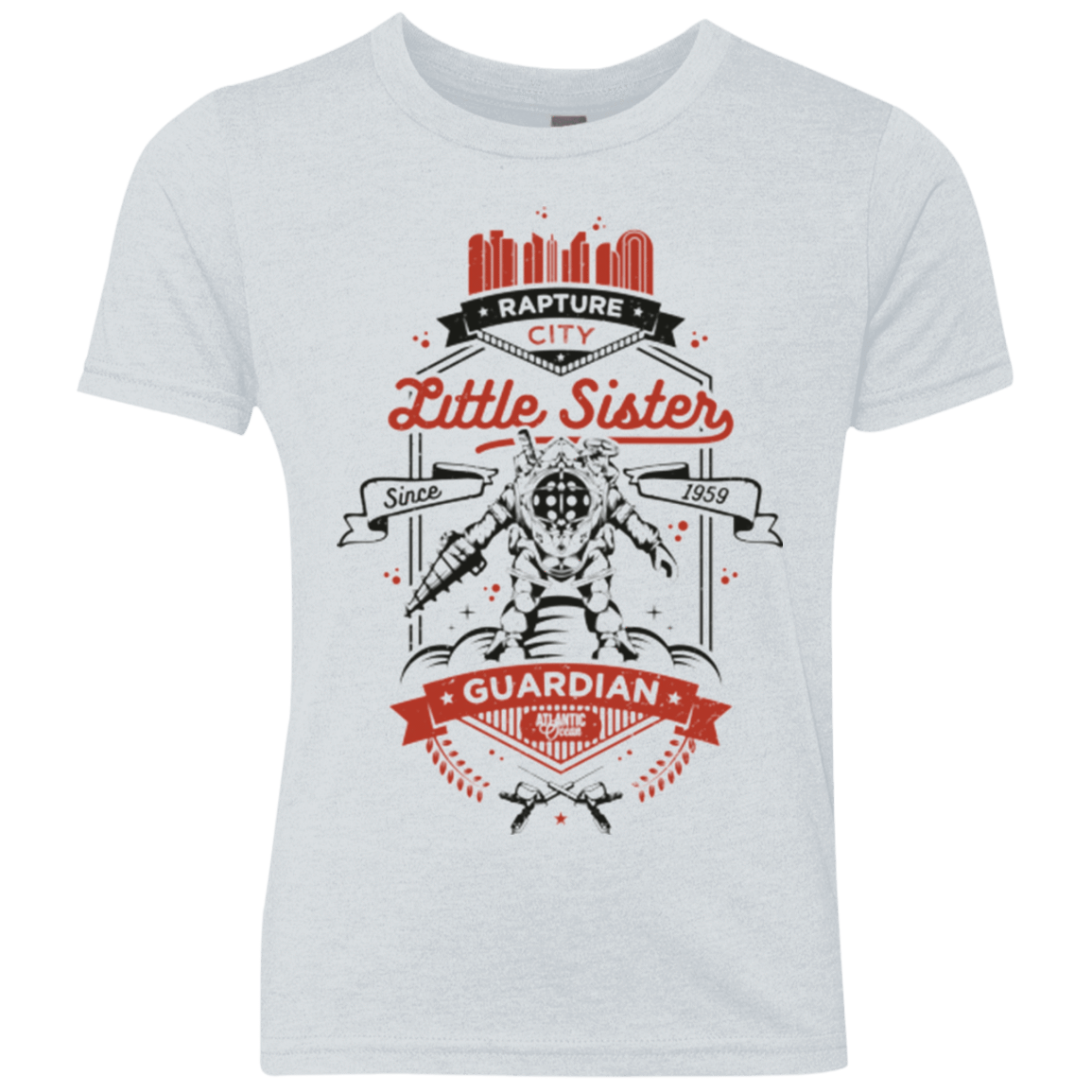 T-Shirts Heather White / YXS Little Sister Protector V2 Youth Triblend T-Shirt