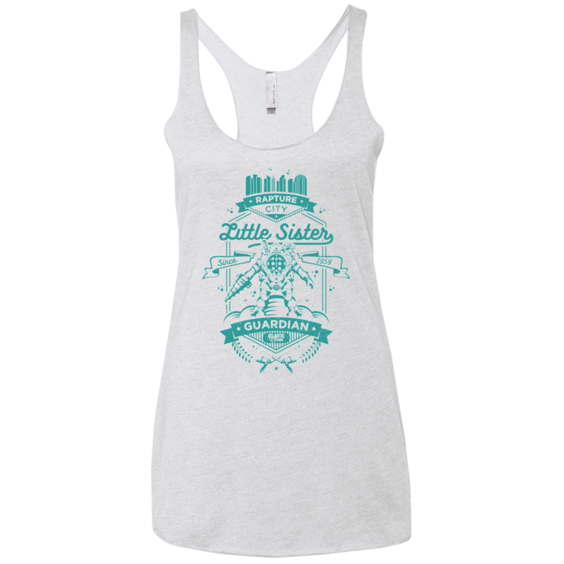 T-Shirts Heather White / X-Small Little Sister Protector Women's Triblend Racerback Tank