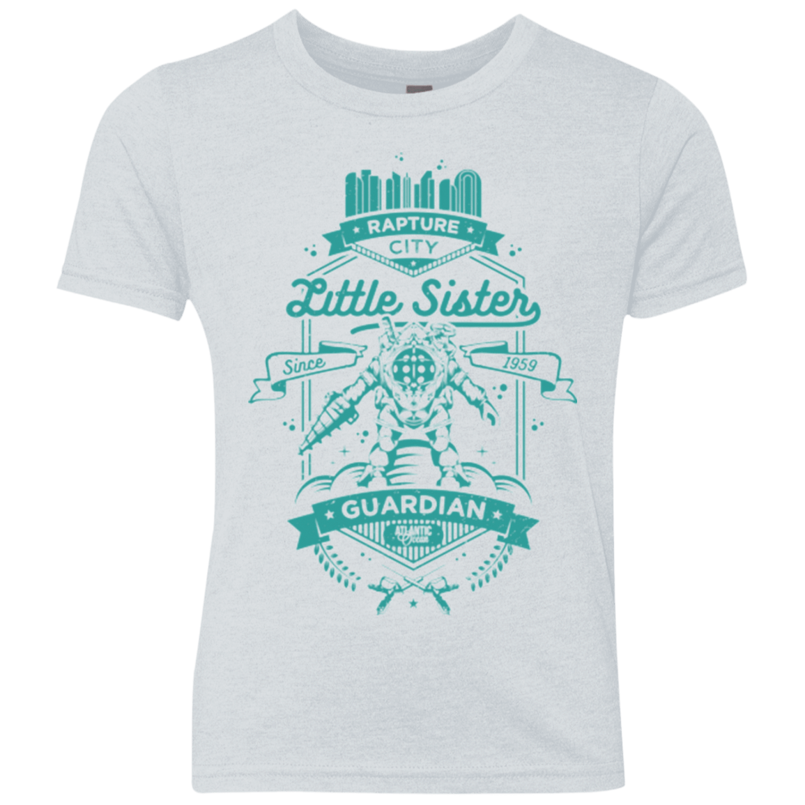 T-Shirts Heather White / YXS Little Sister Protector Youth Triblend T-Shirt