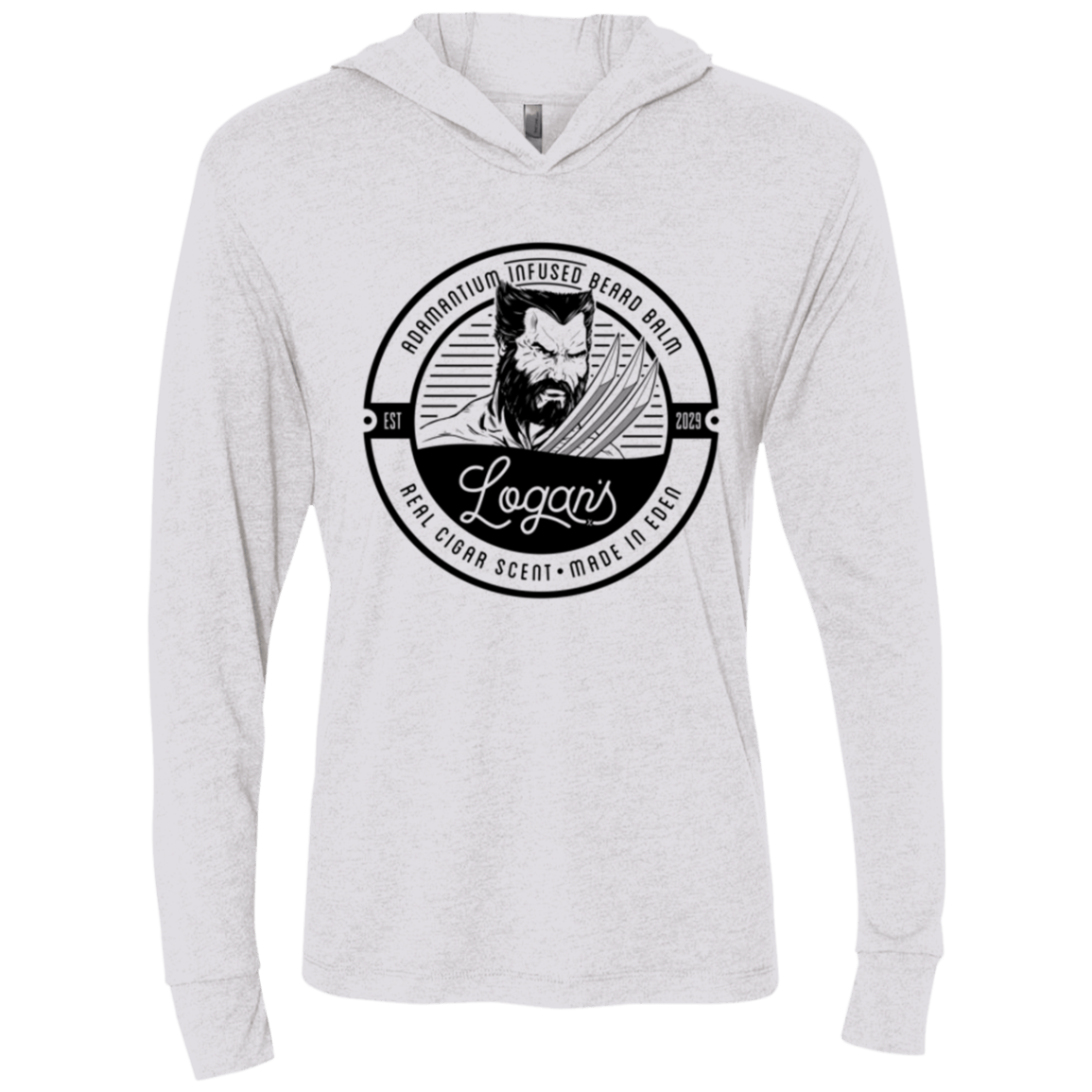 T-Shirts Heather White / X-Small Logans Beard Balm Triblend Long Sleeve Hoodie Tee