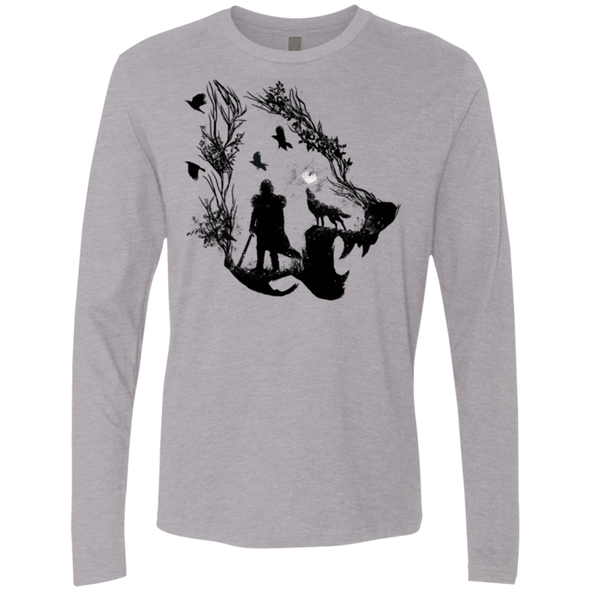 T-Shirts Heather Grey / Small Lone wolf Men's Premium Long Sleeve