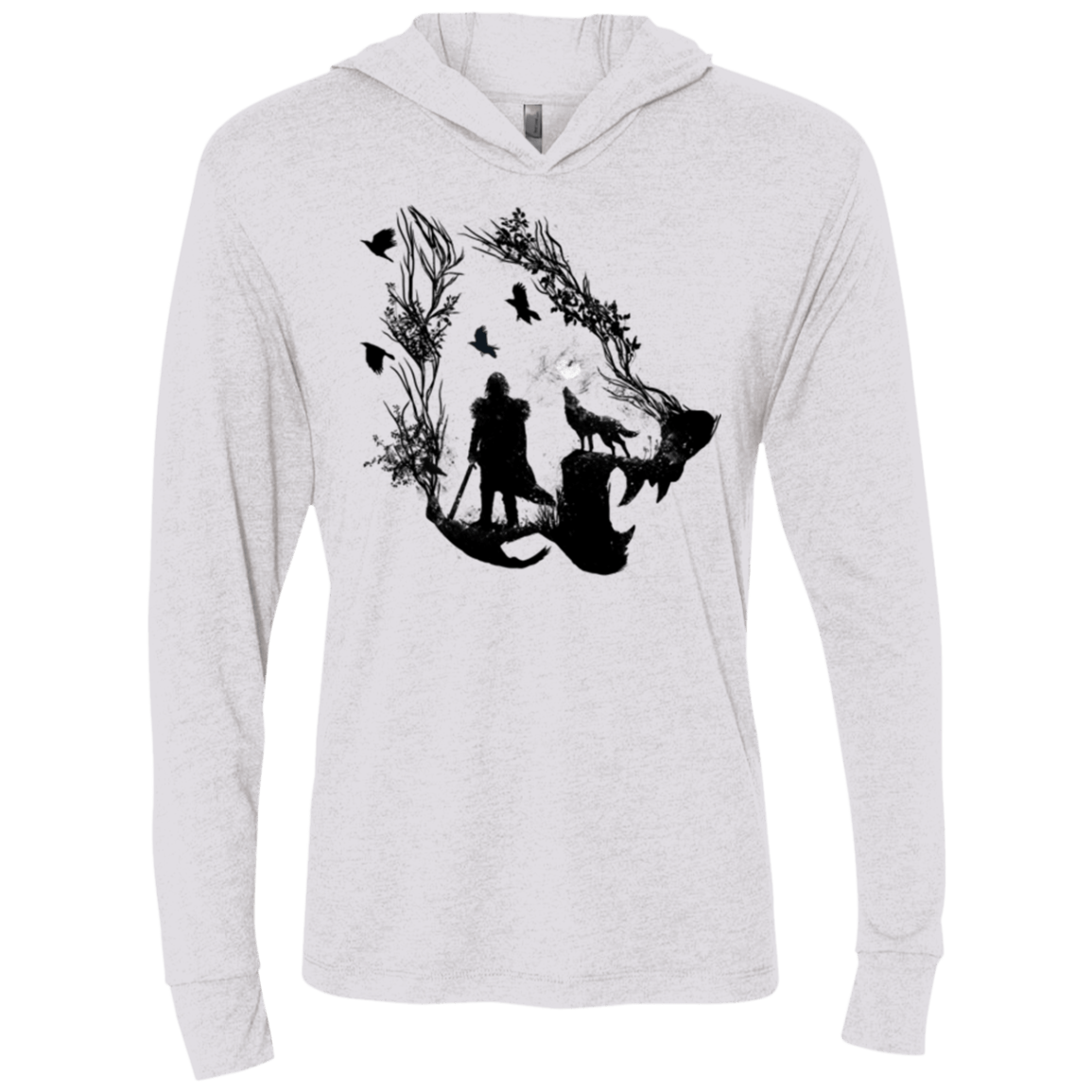 T-Shirts Heather White / X-Small Lone wolf Triblend Long Sleeve Hoodie Tee
