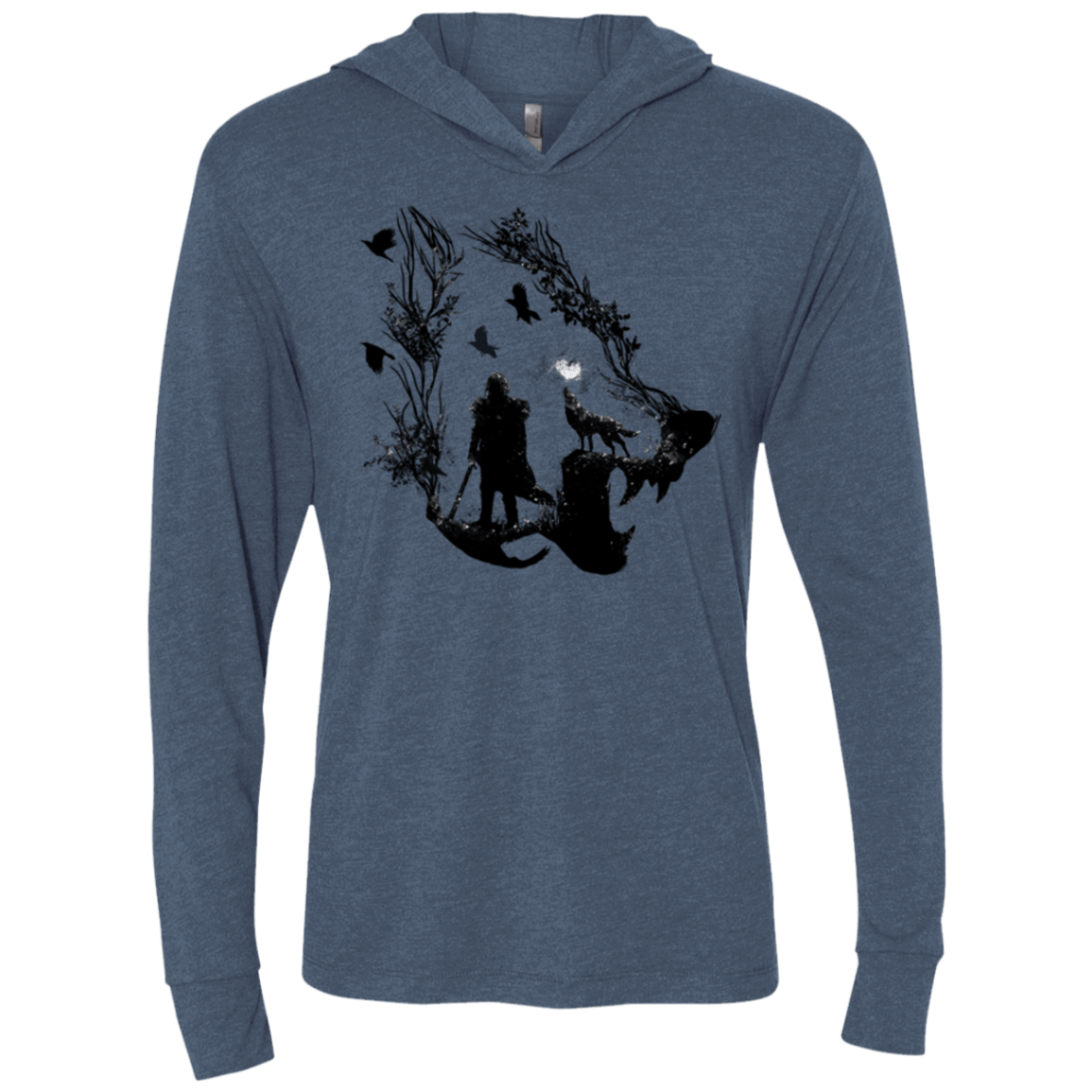 T-Shirts Indigo / X-Small Lone wolf Triblend Long Sleeve Hoodie Tee
