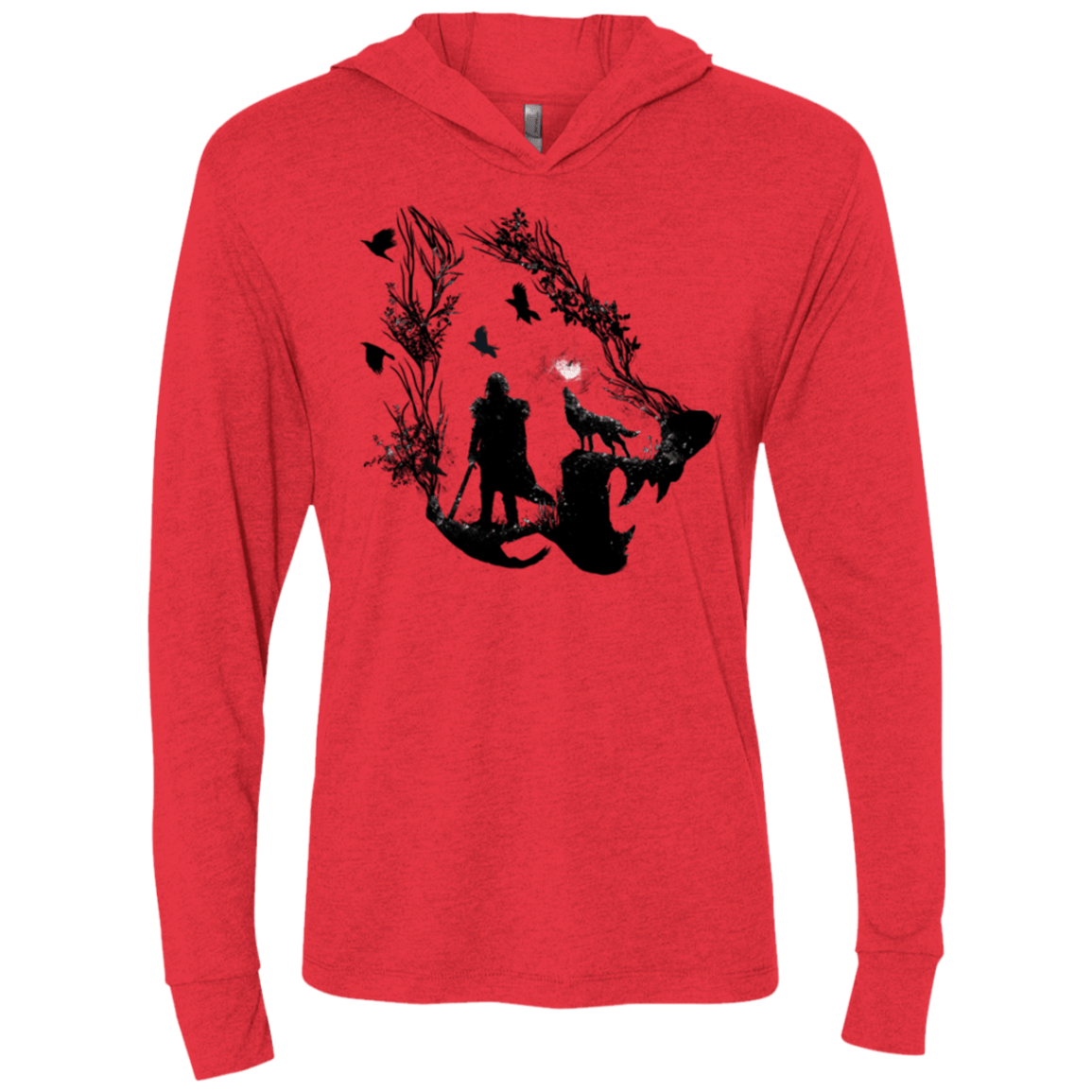 T-Shirts Vintage Red / X-Small Lone wolf Triblend Long Sleeve Hoodie Tee