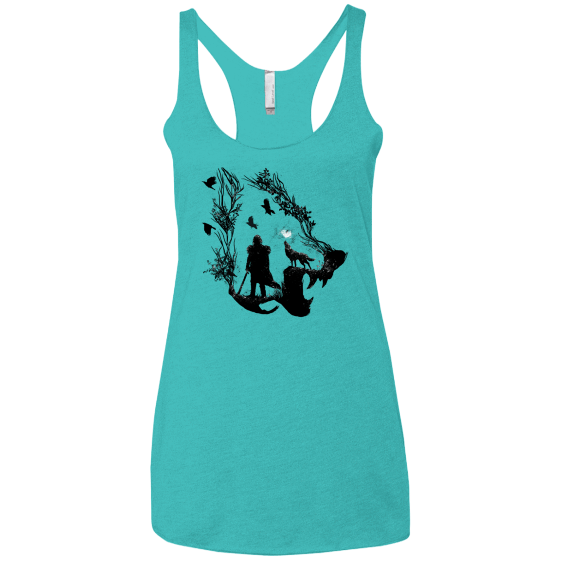 T-Shirts Tahiti Blue / X-Small Lone wolf Women's Triblend Racerback Tank
