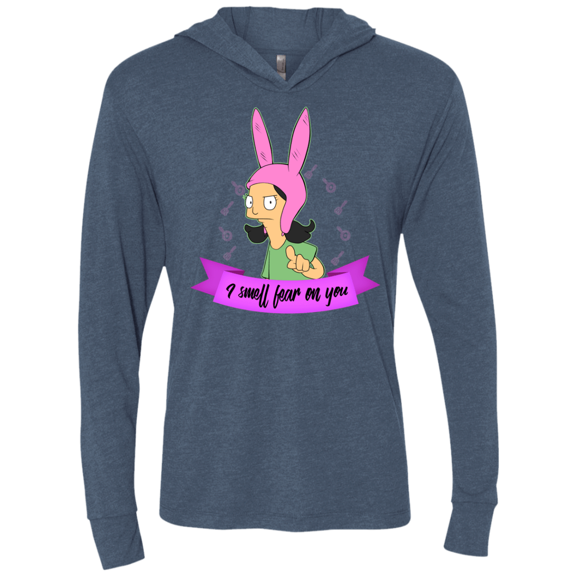 T-Shirts Indigo / X-Small Louise Smell Fear Triblend Long Sleeve Hoodie Tee