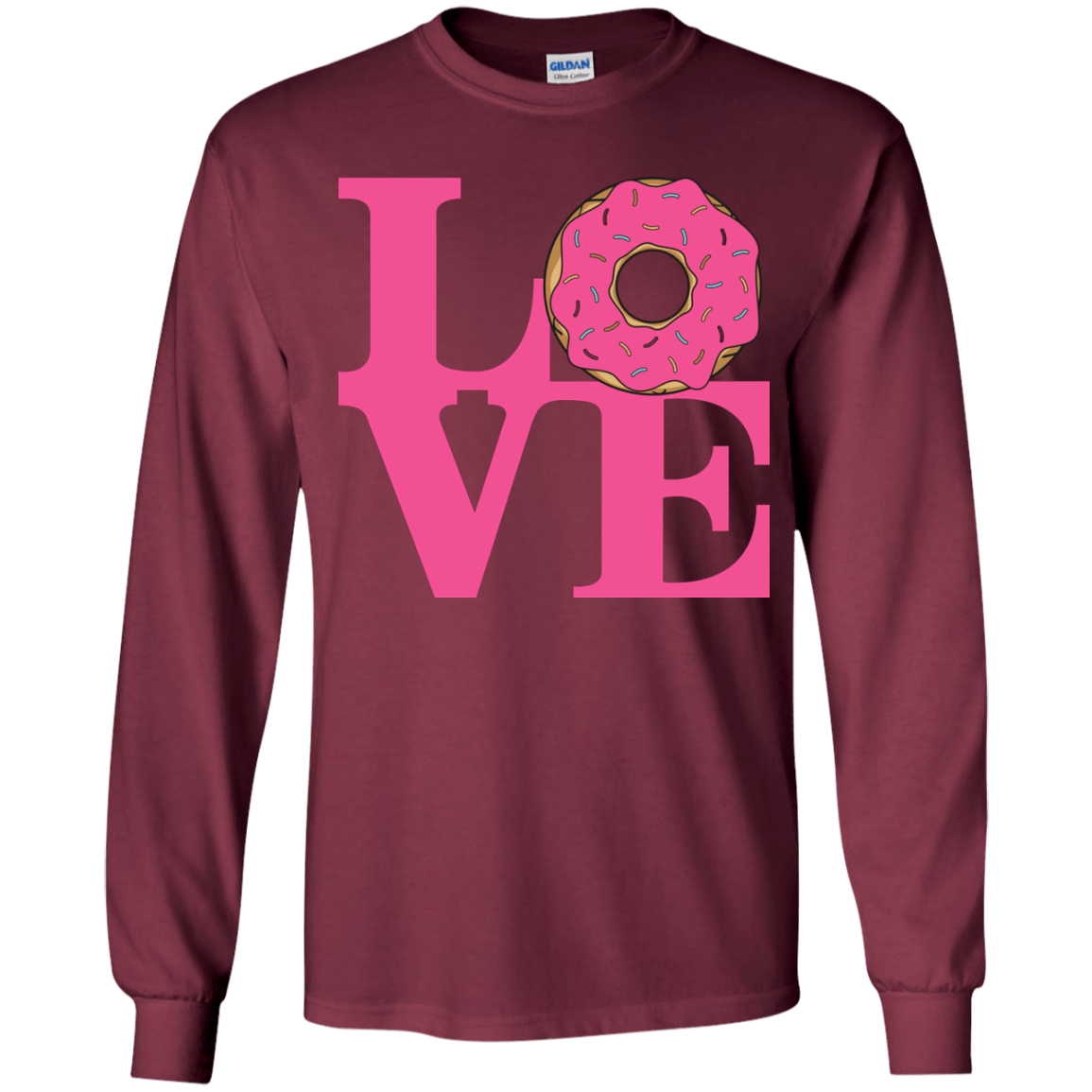 T-Shirts Maroon / YS Love Donut Youth Long Sleeve T-Shirt